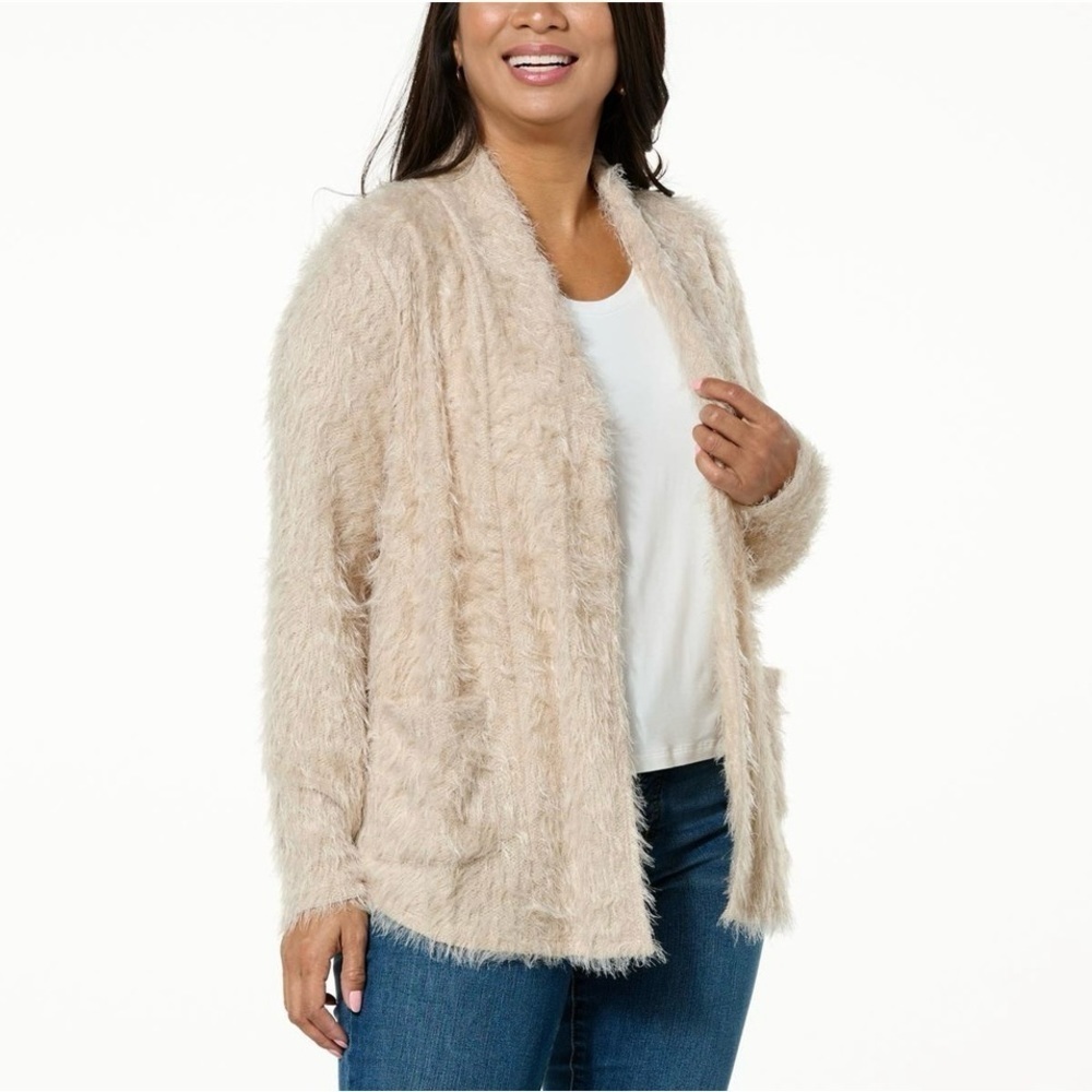 Colleen Lopez Open Front Eyelash Cardigan Sand Tropez NWT